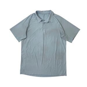 Lululemon Polo Shirt Mens L Large Baby Blue Snap Button Performance Golf